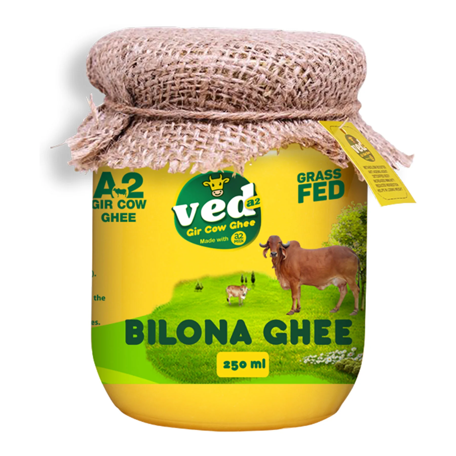 Ved A2 Desi Gir Cow Ghee 250ml | Traditional Bilona Ghee in Glass Bottle