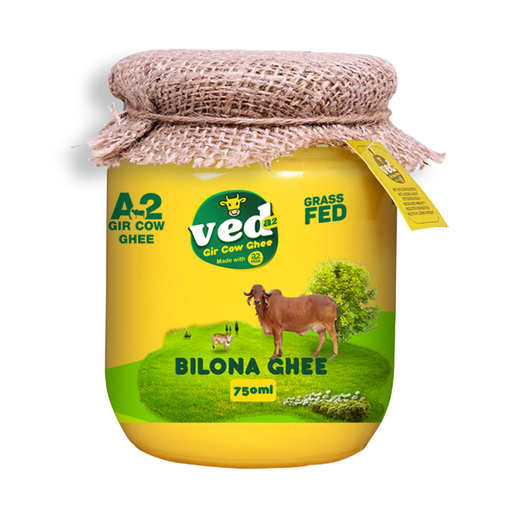 Ved A2 Desi Gir Cow Ghee 750ml | Traditional Bilona Ghee in Glass Bottle
